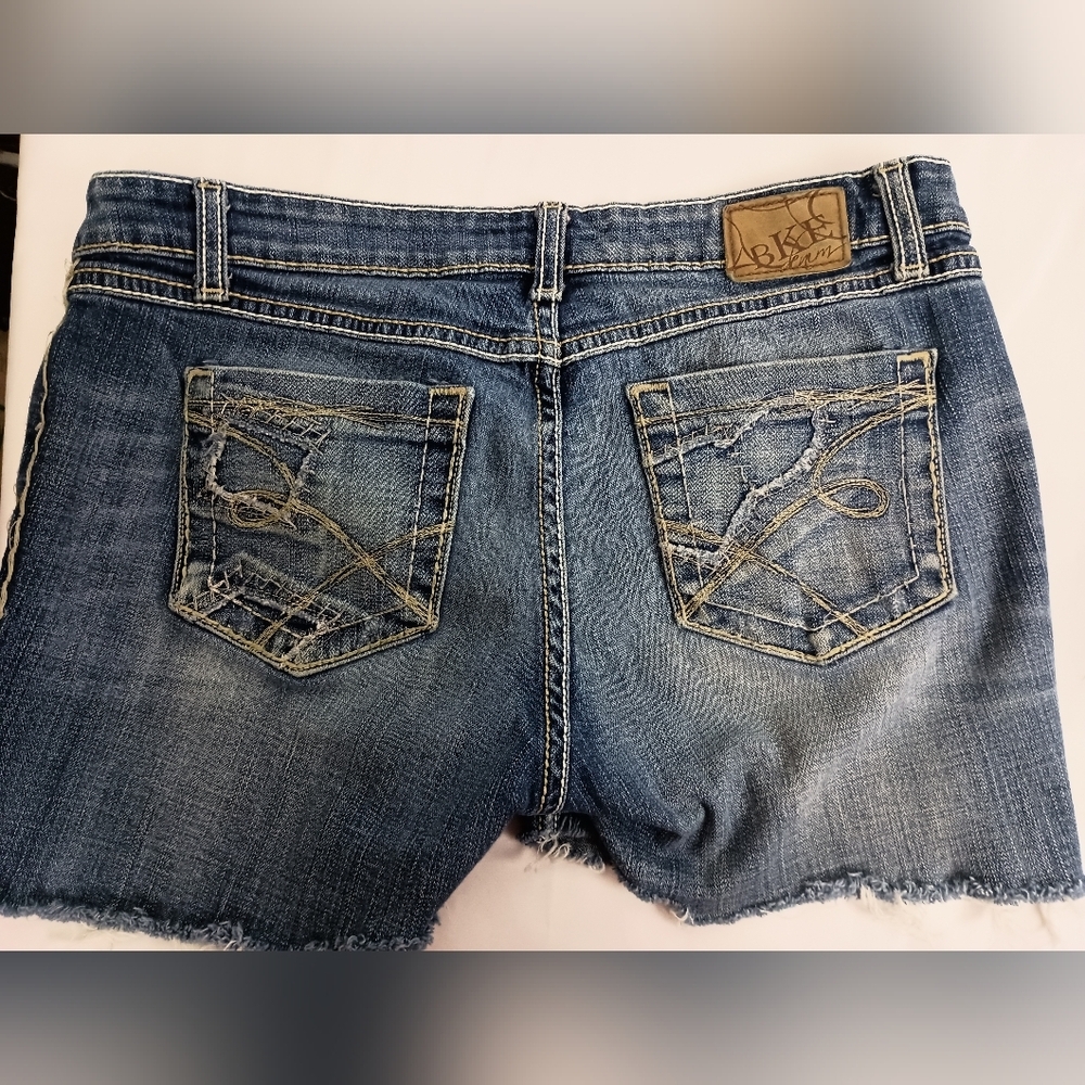 BKE Edgy Denim Blue Distressed‎ Frayed Grunge Summer Booty Shorts-(#228)
